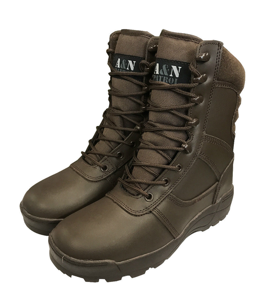 A&N All Leather Patrol Boots - Brown