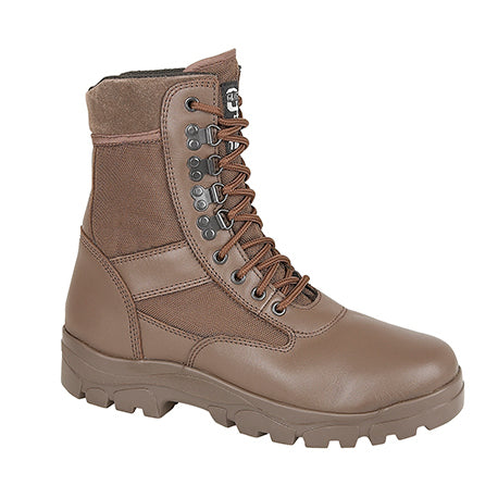 Half Leather Patrol Boots - Brown